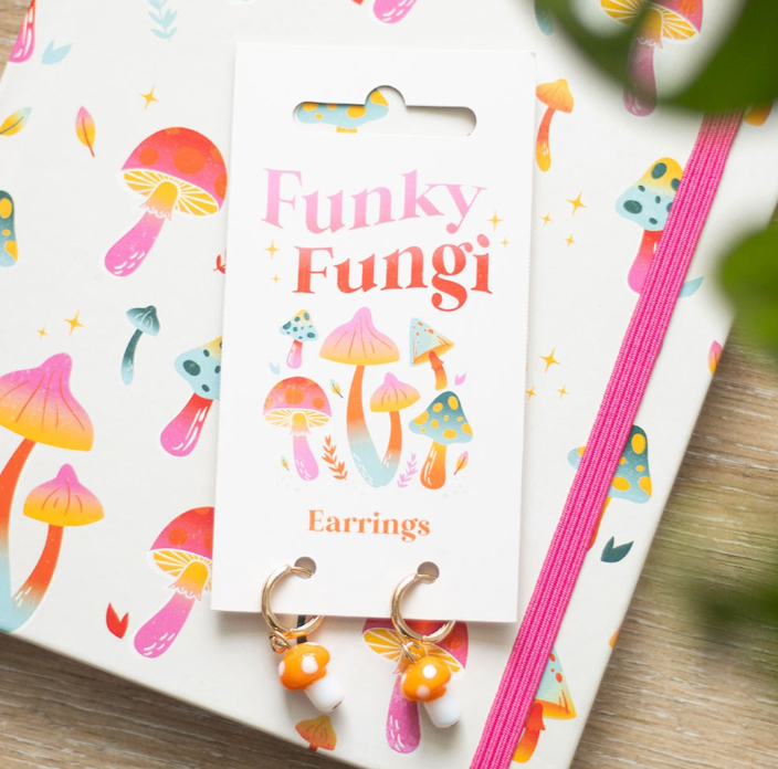 Orange Mushroom Dangle Earrings