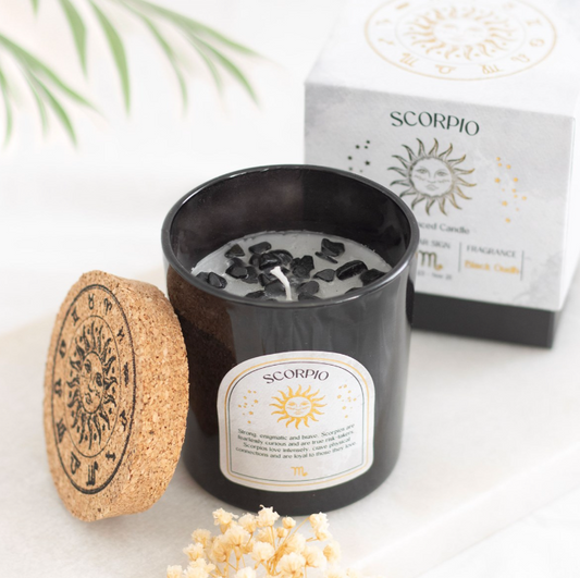Scorpio Black Oudh Gemstone Zodiac Candle