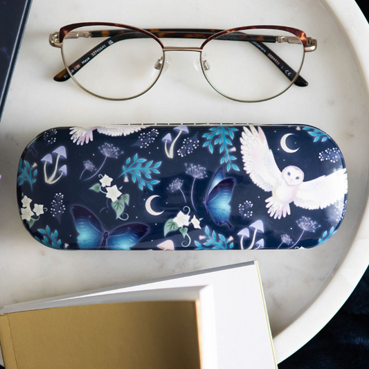Night Flight Owl Print Glasses Case