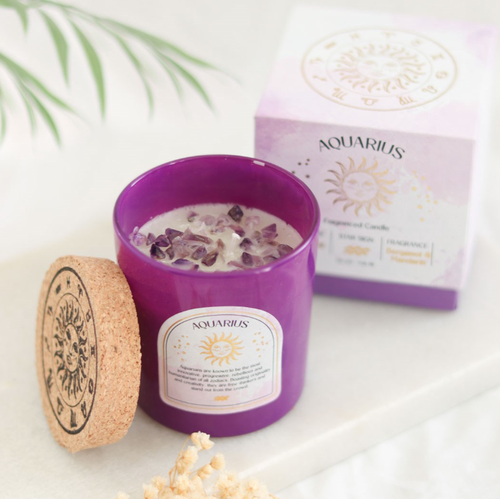 Aquarius Bergamot & Mandarin Gemstone Zodiac Candle
