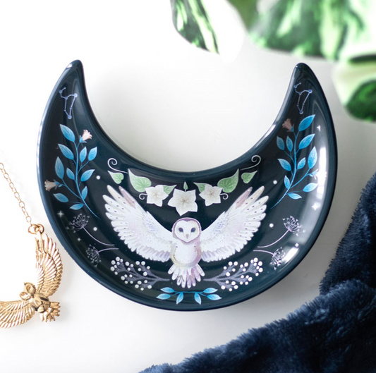 Crescent Moon Owl Trinket Dish
