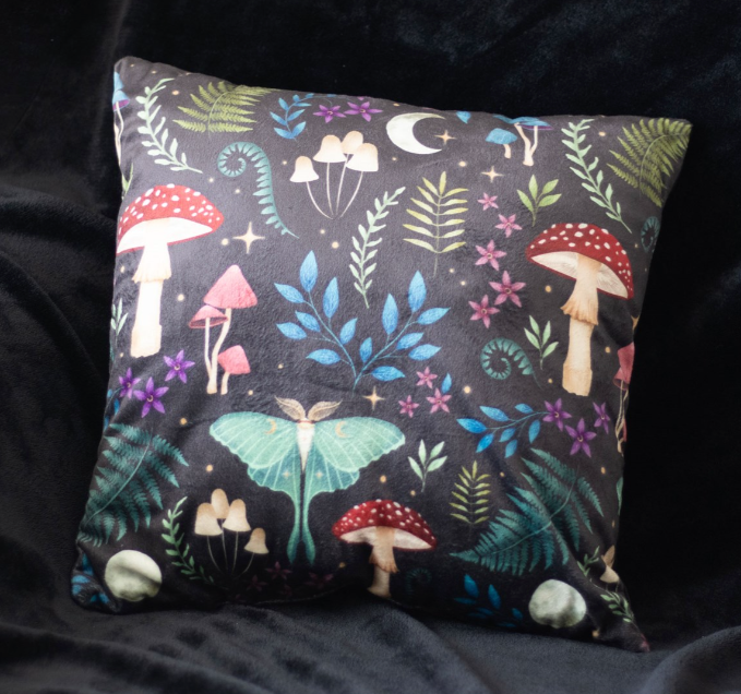 35cm Square Dark Forest Print Cushion