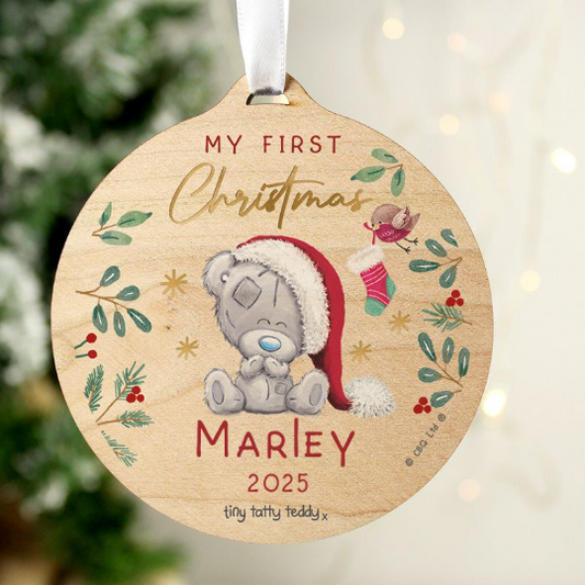Personalised First Christmas Tiny Tatty Teddy Christmas Tree Decoration