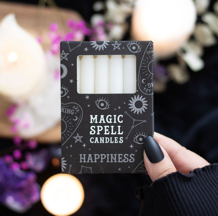 White Happiness & New Beginnings Spell Candles – Pack of 12