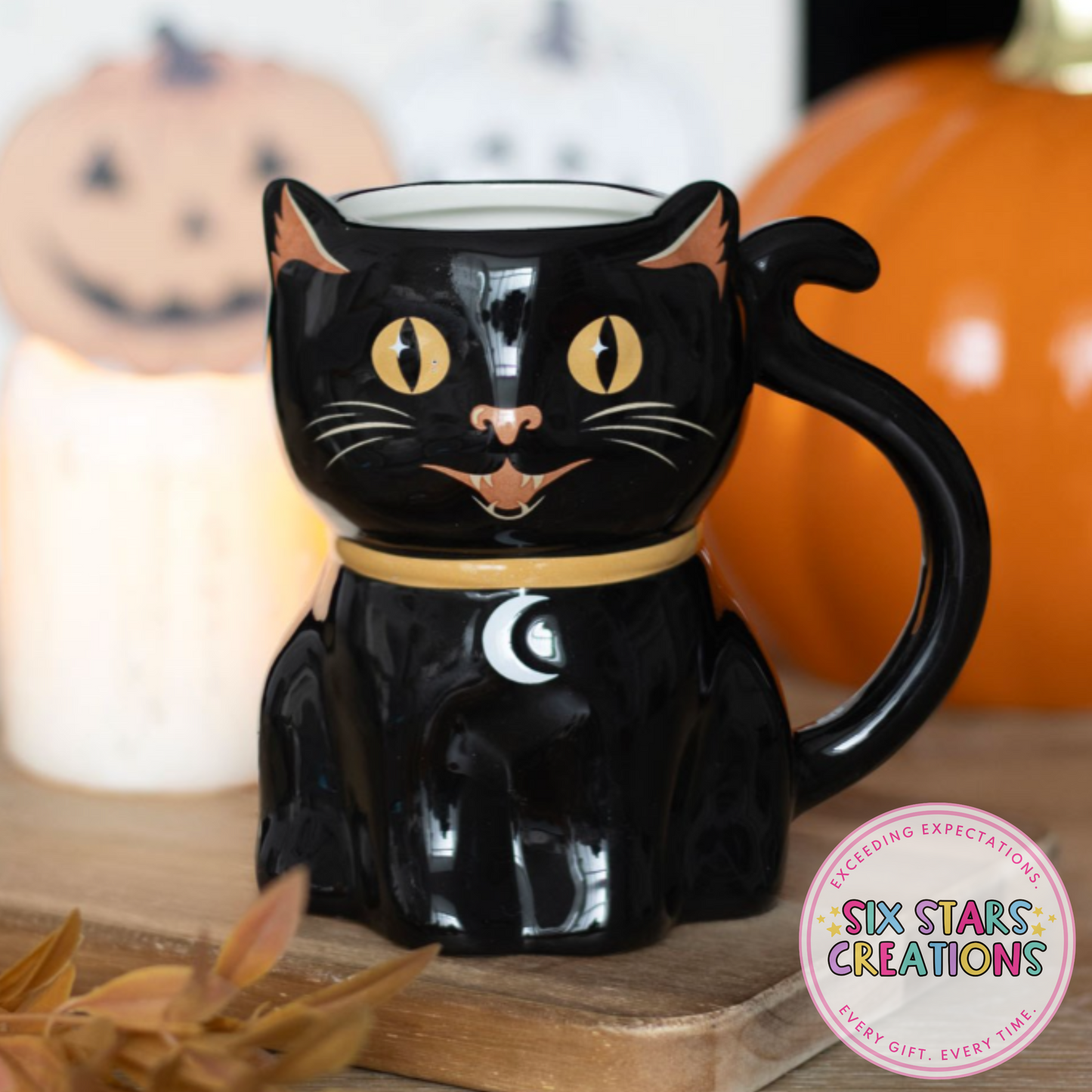 Spooky Black Cat Shaped Mug