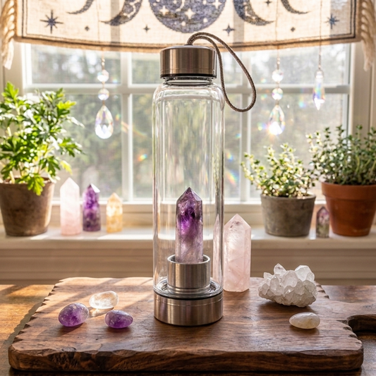 Amethyst Calming Glass Water Bottle