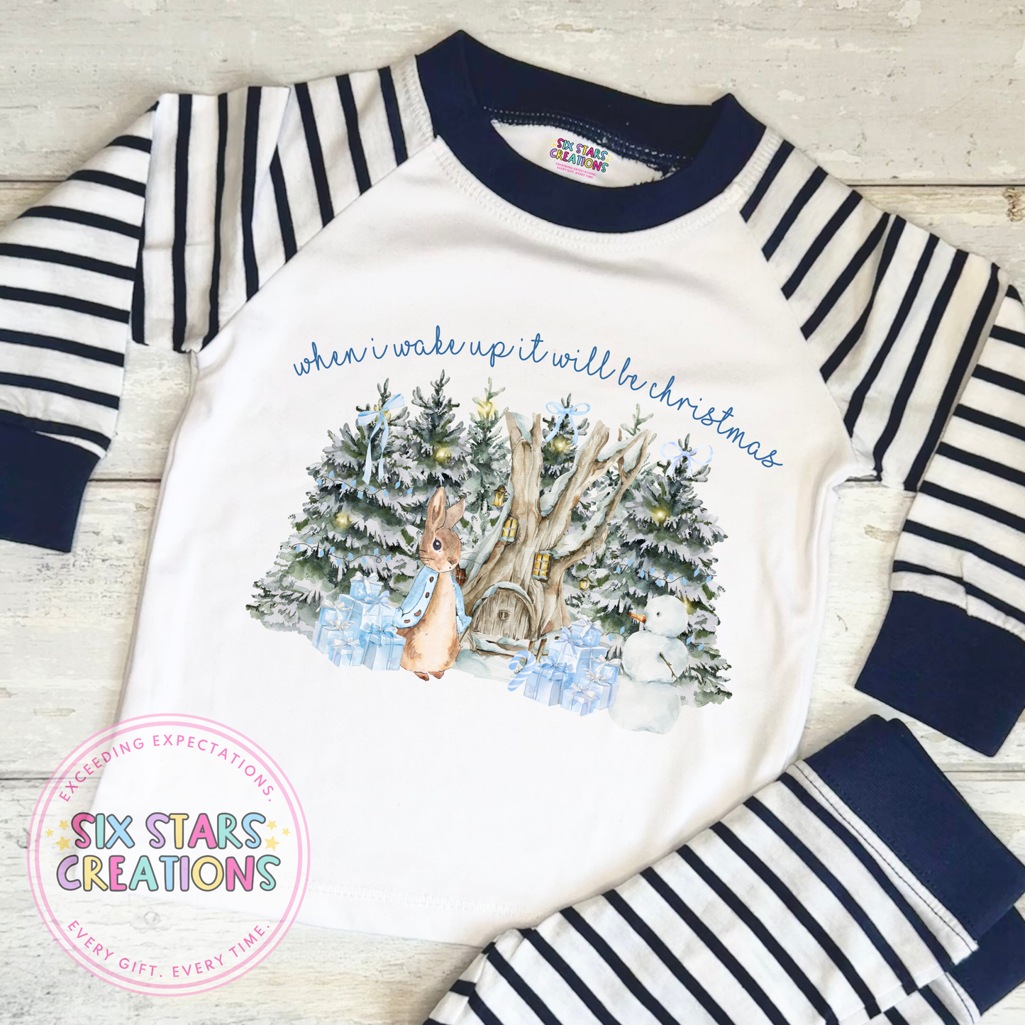 ‘When I Wake Up It Will Be Christmas’ Navy Pyjamas