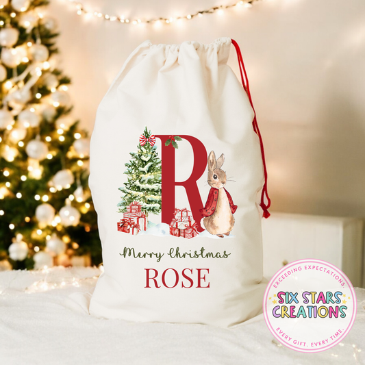 A-Z Personalised Children’s Christmas Sack - Bunny Design