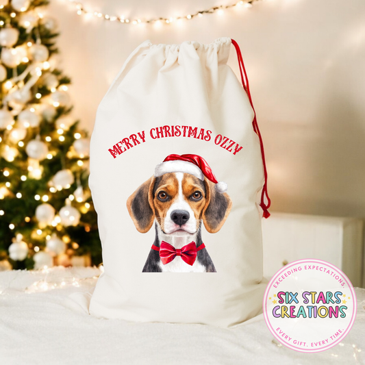 A-E Dog Breed Personalised Christmas Sack