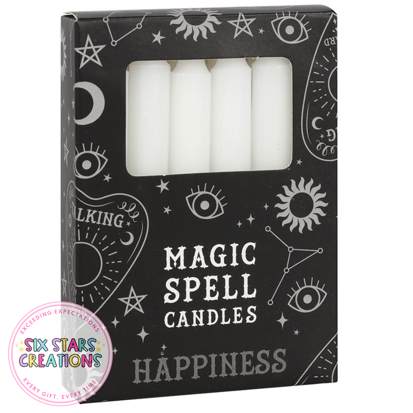 White ‘Happiness’ Spell Candles - 12 pack