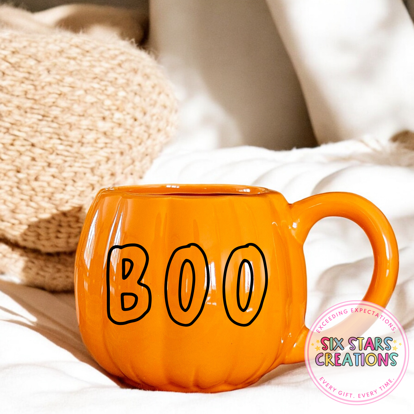 “BOO” Pumpkin Shaped Mug - ORANGE