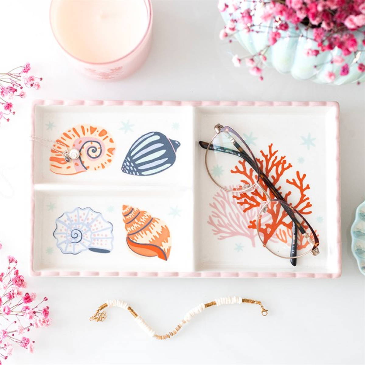 Pastel Shell and Coral Trinket Tray