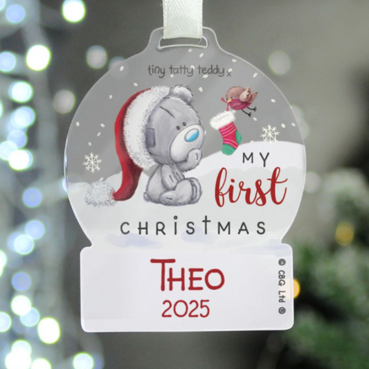 Personalised Tiny Tatty Teddy First Christmas Tree Decoration