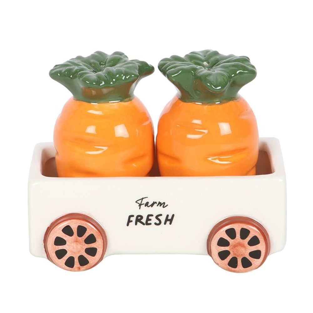 Carrot Salt and Pepper Shakers in Wagon