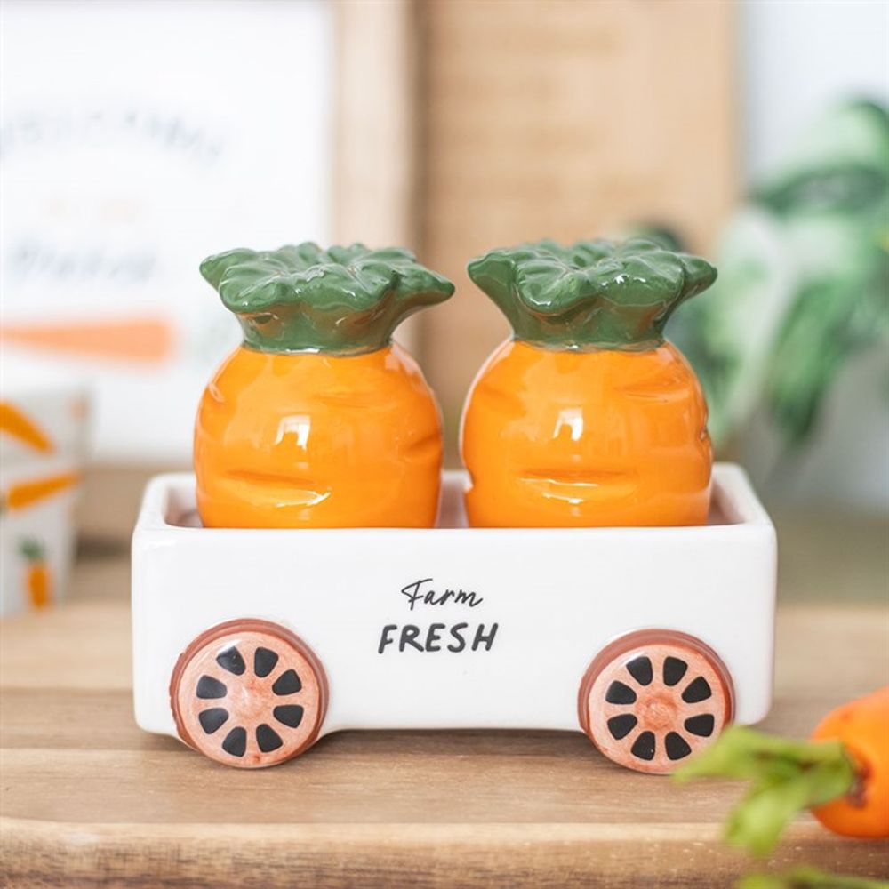 Carrot Salt and Pepper Shakers in Wagon